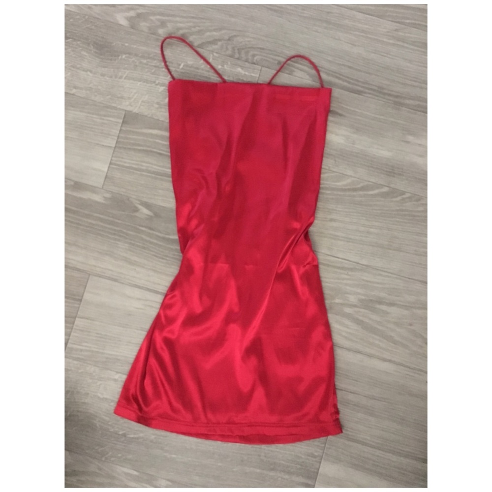 Red satin dress
